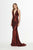 Angela & Alison - 91021 Plunging Halter Metallic Mermaid Gown In Red