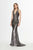 Angela & Alison - 91021 Plunging Halter Metallic Mermaid Gown In Gray and Silver