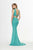 Angela & Alison - 91024 Beaded Plunging Cutout Mermaid Gown In Green