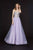 Angela & Alison - 91025 Plunging Illusion Corset Appliqued Gown In Purple