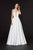 Angela & Alison - 91027 Beaded Illusion Trimmed Plunging Gown In White