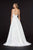 Angela & Alison - 91027 Beaded Illusion Trimmed Plunging Gown In White