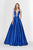 Angela & Alison - 91027 Beaded Illusion Trimmed Plunging Gown In Blue