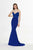 Angela & Alison - 91028 Strapless V Neck Lace Top Crepe Mermaid Gown In Blue