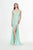 Angela & Alison - 91029 Sequined Plunging V-Neck High Slit Gown In Green