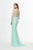 Angela & Alison - 91029 Sequined Plunging V-Neck High Slit Gown In Green