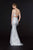 Angela & Alison - 91031 Plunging Illusion Pattern Sequin Evening Gown In Silver