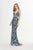 Angela & Alison - 91031 Plunging Illusion Pattern Sequin Evening Gown In Blue and Multi-Color