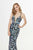 Angela & Alison - 91031 Plunging Illusion Pattern Sequin Evening Gown In Blue and Multi-Color