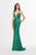 Angela & Alison - 91031 Plunging Illusion Pattern Sequin Evening Gown In Green