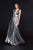 Angela & Alison - 91034 Plunging V-Neck Pleated A-Line Gown In Gray