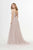 Angela & Alison - 91036 Rhinestone Criscross Waistband Illusion Plunging Soft Net Gown - 2 pcs Rum Pink In Sizes 14 and 18 Available