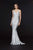 Angela & Alison - 91038 Sequined V-Neck Sheath Evening Gown In Silver