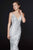 Angela & Alison - 91038 Sequined V-Neck Sheath Evening Gown In Silver