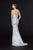 Angela & Alison - 91038 Sequined V-Neck Sheath Evening Gown In Silver