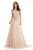 Johnathan Kayne - 9103 Beaded Ostrich Off-Shoulder A-line Dress In Pink