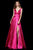 Angela & Alison - 91041 Ruched Plunging V-Neck Gown with Slit In Pink