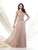Montage by Mon Cheri - Long Chiffon Dress with Beaded Lace 115968 in Neutral