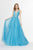 Angela & Alison - 91043 Beaded Plunging V-Neck Ballgown In Blue
