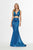 Angela & Alison - 91047 Two Piece V-neck Stretch Satin Mermaid Dress In Blue