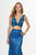Angela & Alison - 91047 Two Piece V-neck Stretch Satin Mermaid Dress In Blue