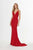 Angela & Alison - 91052 V-Neck Fitted Sheath Evening Dress In Red