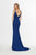 Angela & Alison - 91052 V-Neck Fitted Sheath Evening Dress In Blue