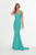 Angela & Alison - 91052 V-Neck Fitted Sheath Evening Dress In Green