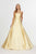 Angela & Alison - 91053 Sleeveless Polka Dot Mikado Ballgown In Yellow