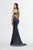 Angela & Alison - 91054 Embellished Velvet Halter Trumpet Dress In Gray