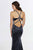 Angela & Alison - 91054 Embellished Velvet Halter Trumpet Dress In Gray