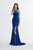 Angela & Alison - 91054 Embellished Velvet Halter Trumpet Dress In Red