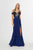 Angela & Alison - 91055 Plunging Cold Shoulder A-Line Gown In Blue