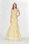 Angela & Alison - 91060 Beaded Plunging V-Neck Trumpet Gown In Yellow