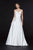 Angela & Alison - 91062 Embellished Plunging V-neck Satin A-line Dress In White
