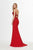 Angela & Alison - 91067 Sequined V-Neck Evening Gown In Red