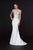 Angela & Alison - 91067 Sequined V-Neck Evening Gown In White