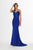 Angela & Alison - 91067 Sequined V-Neck Evening Gown In Blue