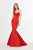 Angela & Alison - 91068 Folded Strapless Mermaid Gown In Red