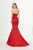Angela & Alison - 91068 Folded Strapless Mermaid Gown In Red