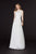 Angela & Alison - 91070 Lace Jewel Neck Chiffon A-line Dress In White