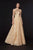 Angela & Alison - 91073 Lace Embellished Halter A-Line Gown In Gold