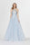 Angela & Alison - 91073 Lace Embellished Halter A-Line Gown In Blue