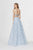 Angela & Alison - 91073 Lace Embellished Halter A-Line Gown In Blue