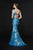 Angela & Alison - 91074 Embellished Deep V-neck Trumpet Dress In Blue