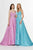 Angela & Alison - 91076 Embellished Deep V-neck Tulle Ballgown In Purple and Green
