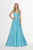 Angela & Alison - 91076 Embellished Deep V-neck Tulle Ballgown In Blue and Green