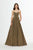 Angela & Alison - 91078 Strappy A-Line Evening Gown In Gold