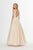 Angela & Alison - 91085 Lace Embroidered Deep V-neck Tulle Aline Dress In Neutral