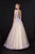 Angela & Alison - 91085 Lace Embroidered Deep V-neck Tulle Aline Dress In Purple and Neutral